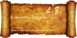 Lubovits Zajzon névjegykártya